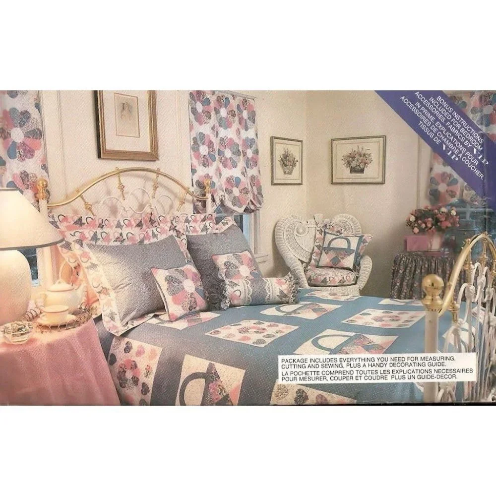 Vogue Sewing Pattern 2080‎ Bedroom Duvet Cover Dust Ruffle Pillows Shades